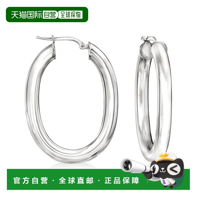 自营Ross-Simons Italian Sterling Silver Oval Tube Hoop Earri