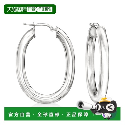 自营Ross-Simons Italian Sterling Silver Oval Tube Hoop Earri