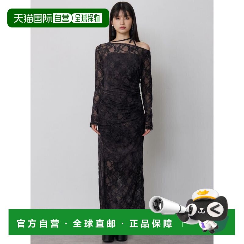 日本直邮MURUA 女装 花朵绒感透视吊带连衣裙包臀裙 0126203006