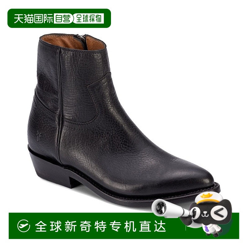 自营Frye Billy 内侧拉链皮革短靴 - 黑色 【美国奥莱】直发