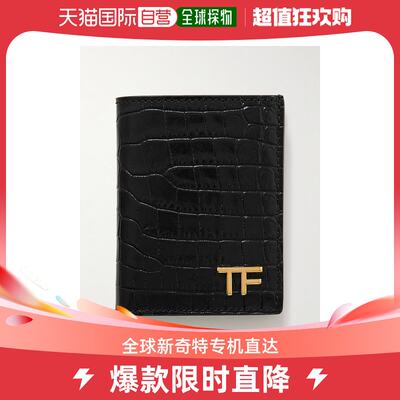 香港直邮潮奢 Tom Ford 男士Logo-Embellished Croc-Effect Leath