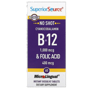 香港直邮Superior Source,维生素B12&叶酸,1000微克/400微克,60