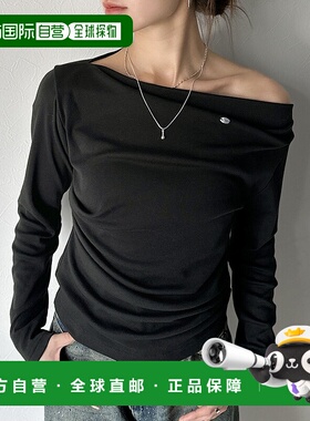 1h可退 日本直邮mily bilet 女装不对称领口贝壳扣垂坠长袖T恤 mi