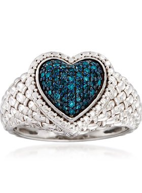 【美国奥莱】直发 925 纯银 Ross-Simons 蓝钻心形戒指 - 白色