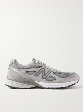 潮奢 New Balance 新百伦 男士 990v4 绒面革网纱运动鞋 U990GR4