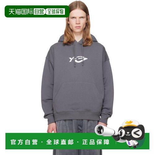 香港直邮Y-3 男士 灰色 French Terry Liquid Logo 连帽衫 KZ0841