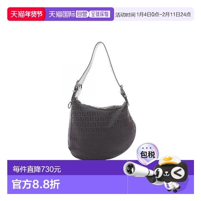 日本直邮中古Fendi芬迪女包B级9新shoulder肩包帆布单肩包棕色