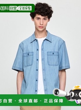 韩国直邮HAZZYS 赫奇斯男士蓝色靛蓝印花布工作衬衫 (HZSH5B508B1