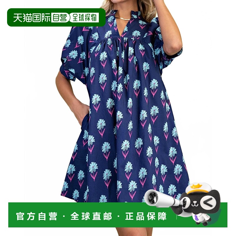 自营gigioFloral Print Mini Dress In Navy Blue - navy blue 美
