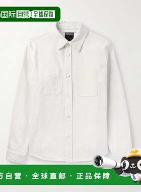 1h可退 香港直邮zegna 杰尼亚 男士 皮革边牛仔衬衫式衬衫 UDP35A