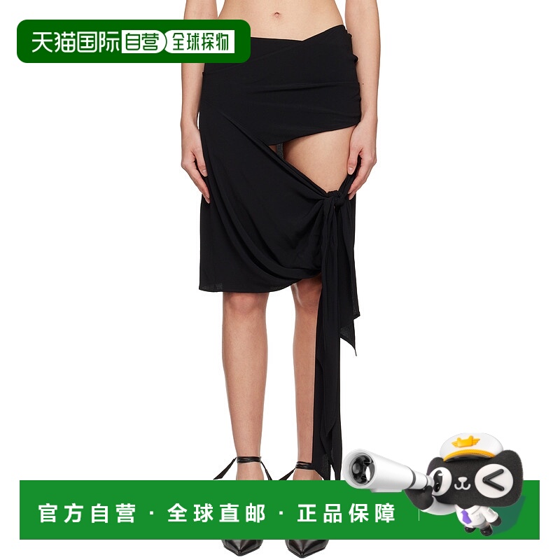 1h可退 香港直邮潮奢 The Attico 女士 黑色垂坠半身裙 260WCS002