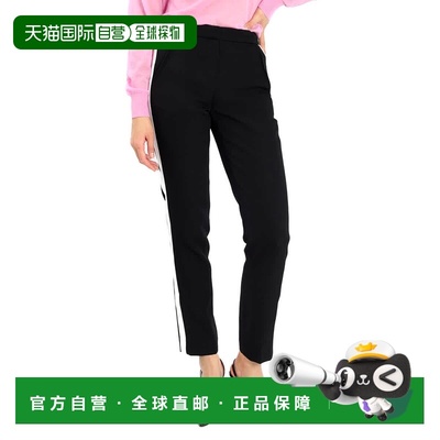 自营 Burberry Hanover真丝条纹羊毛直筒定制长裤-黑色 美国奥莱