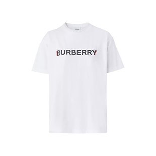 欧洲直邮现货BURBERRY 博柏利女士棉质白色简约宽松徽标印花T恤衫