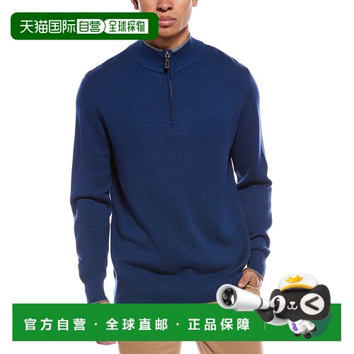 自营TailorByrd Fine Knit 1/4-Zip Sweater - navy 美国奥莱直发