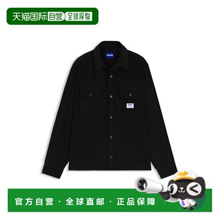 自营hugo bossOversize-fit shirt in cotton corduroy - black