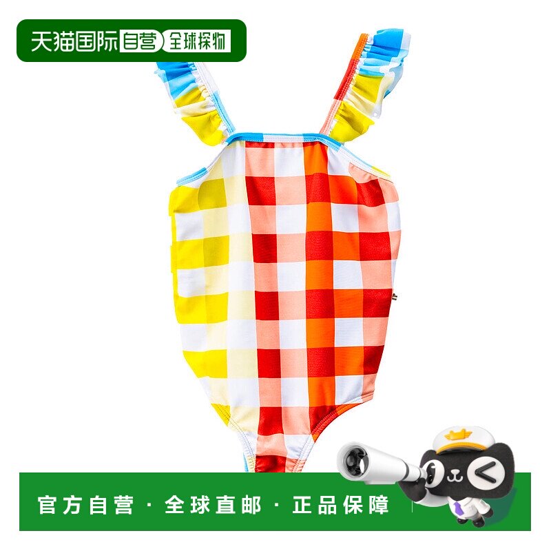 自营 moi noi多色格纹印花荷叶边连体泳衣 - 多色 美国奥莱直发