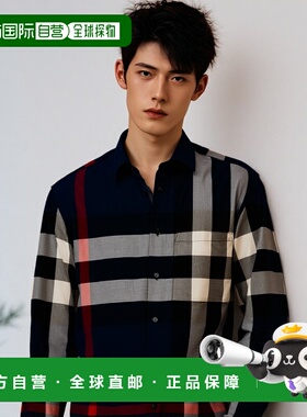 香港直邮BURBERRY 男士衬衫 8073216A1960NAVYIPCHECK CO男装