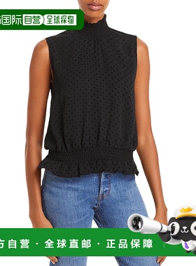 自营 aqua女士荷叶边聚拢贝壳面料黑色 美国奥莱直发性感吊带