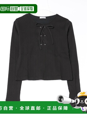 1h可退 日本直邮Honeys 女装蕾丝前短款修身棉质T恤 579119667