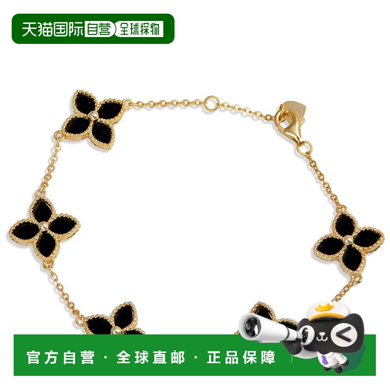 自营savvy cie jewels18K金纯银花朵手链-黑色 美国奥莱直发