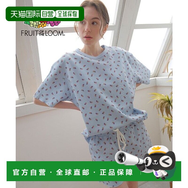日本直邮Fruit of the Loom 水果图案华夫格半袖家居服女式睡衣 [