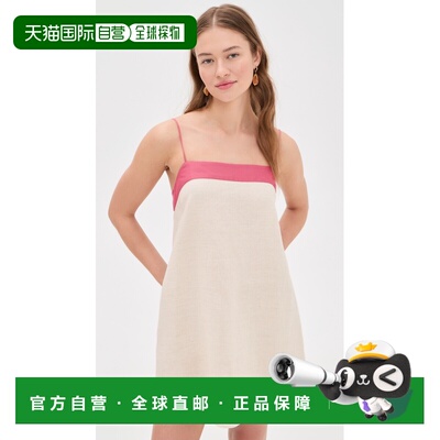 香港直邮Staud 女士 Laura 亚麻迷你连衣裙  舒适时尚