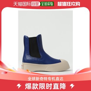 女士Marni 香港直邮潮奢 玛尼 皮质带Logo短靴 Marni Pablo