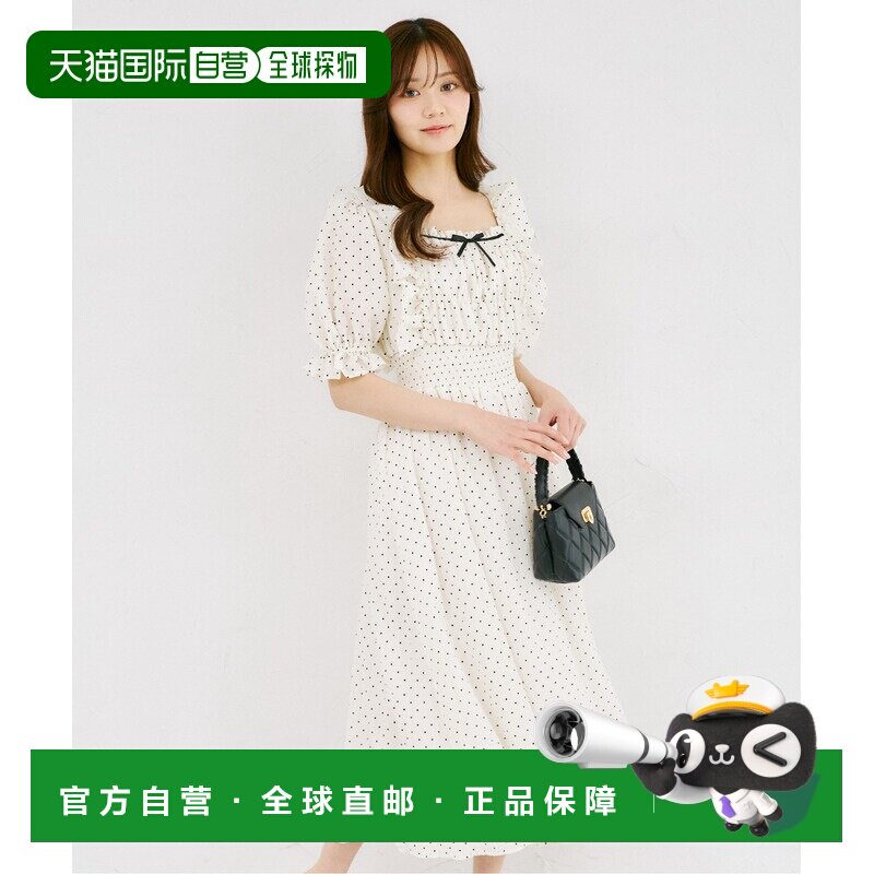 日本直邮tocco closet 女装 波点收腰连衣裙 蝴蝶结+荷叶边+糖果