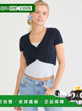 自营Aeropostale Short Sleeve Cable Knit Sweater Shrug - navy