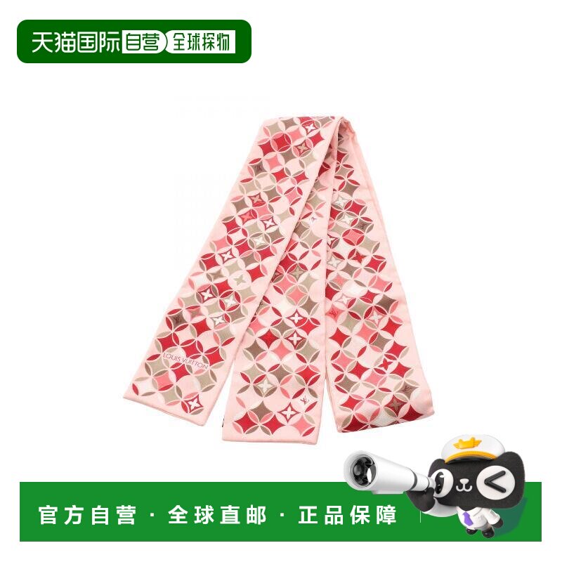 日本直邮中古LV路易威登女A级95新scarf围巾丝绸围巾/丝巾粉色