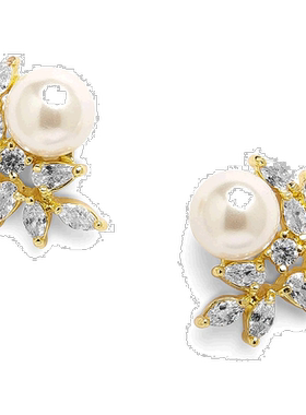 自营liv oliver18k 多形状方晶锆石和珍珠花式耳环 - 金 美国奥莱