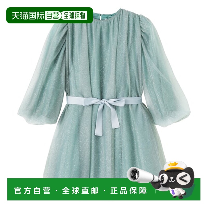 1h可退 香港直邮潮奢 il gufo 女童 束带精饰薄纱连衣裙童装