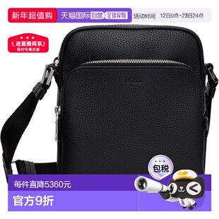 1h可退 香港直邮BOSS 波士 男士 黑色 Embossed-Logo Reporter 斜