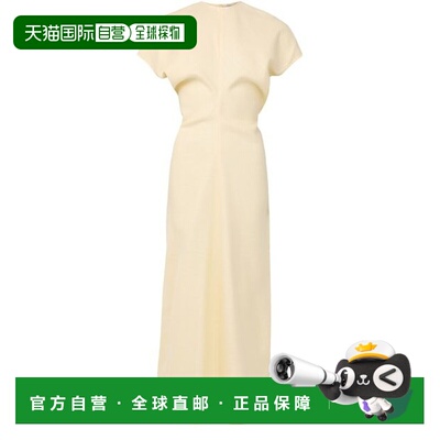 自营欧洲直邮Toteme Dresses女士草黄色粘胶纤维短袖连衣裙