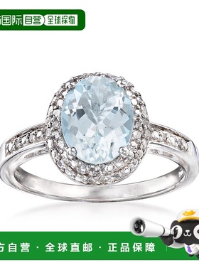 自营 925 纯银镶钻 Ross-Simons 海蓝宝石戒指 - 蓝色 美国奥莱直