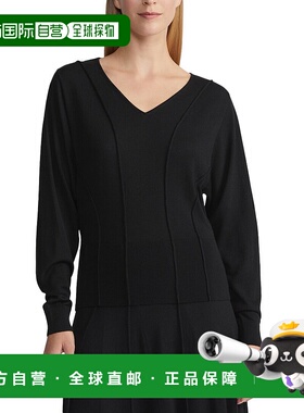 自营Lafayette 148 New York Plus敞篷蝙蝠领羊毛混纺毛衣-黑色