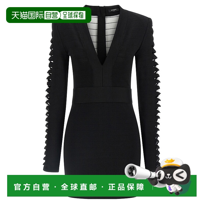 香港直邮BALMAIN 女士连衣裙 FF0R8049KI98EAB AW2025 黑色 Cut-O