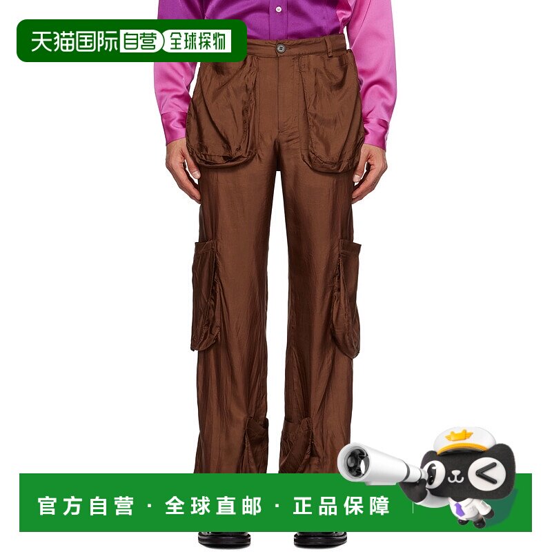 香港直邮潮奢 Edward Cuming 男士 棕色工装袋休闲裤长裤 FW23P08