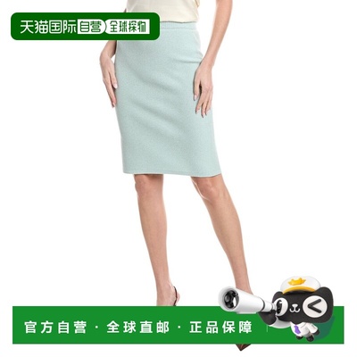 自营St. John Pull-On Lurex Pique Skirt - green 美国奥莱直发