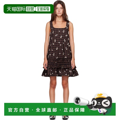 香港直邮GANNI 甘尼 女士 棕色 Printed Check 连衣裙 A1030642ZX