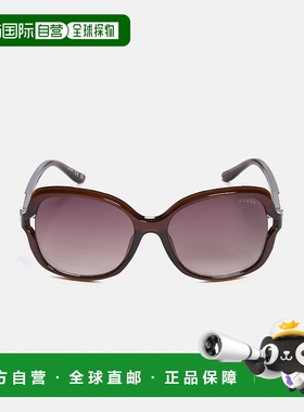 自营 guess方形镂空太阳镜-棕色 美国奥莱直发户外防紫外线墨镜