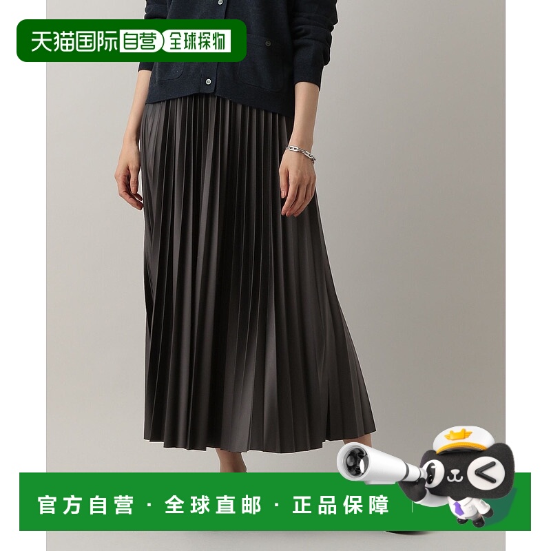 1h可退 日本直邮GLOBAL WORK 女装 修身 显瘦 仿皮质感 褶皱半身