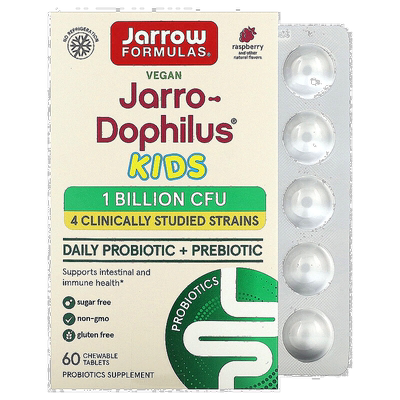 香港直发jarrow formulas儿童益生菌咀嚼片树莓味60片