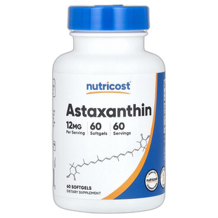 香港直邮Nutricost,虾青素，12 毫克，60 粒软凝胶