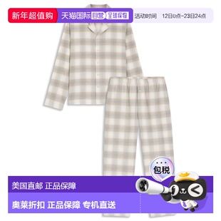 自营bossVichy-check pyjama set in cotton flannel - white 美