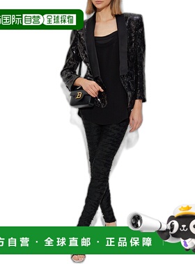 香港直邮BALMAIN 女士西服 EF1SM490MG120PA SS2025 黑色 长袖西