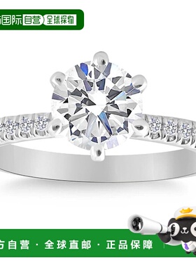 自营 pompeii31.90 克拉侧光环圆形钻石订婚戒指，实验室制造，白