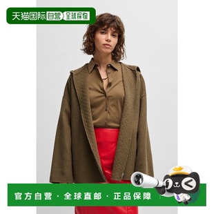 双面羊毛混纺连帽大衣 BLACK 自营欧洲直邮HUGO BOSS雨果BOSS