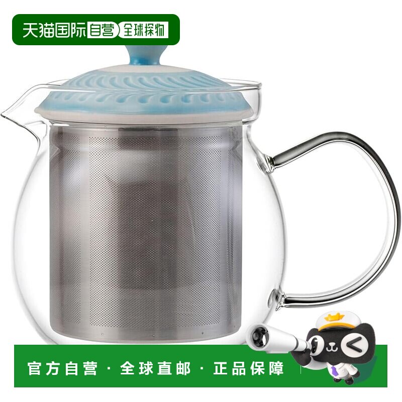 【日本直邮】波佐见烧 Rosemary玻璃茶壶760ml 蓝色 手工艺品略有
