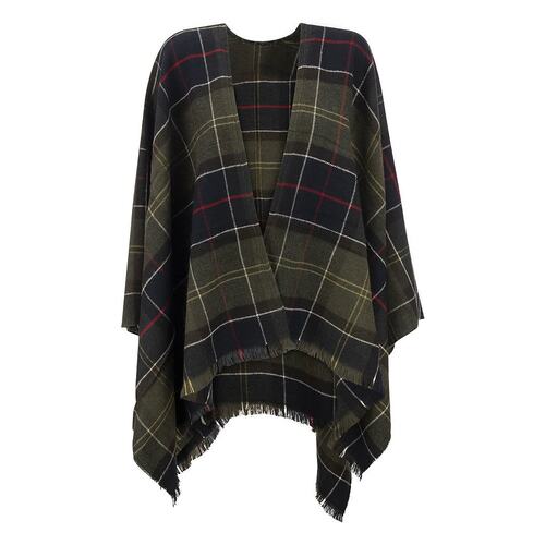 Barbour 女士斗篷 LSC0184LSCTN11 黑色 格纹磨边饰边披肩